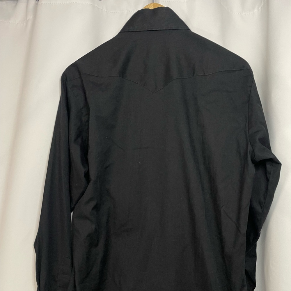 VTG Western Trends by Panhandle Slim Black Pearl Snap Bib Shirt w/ white trim - Picture 7 of 15